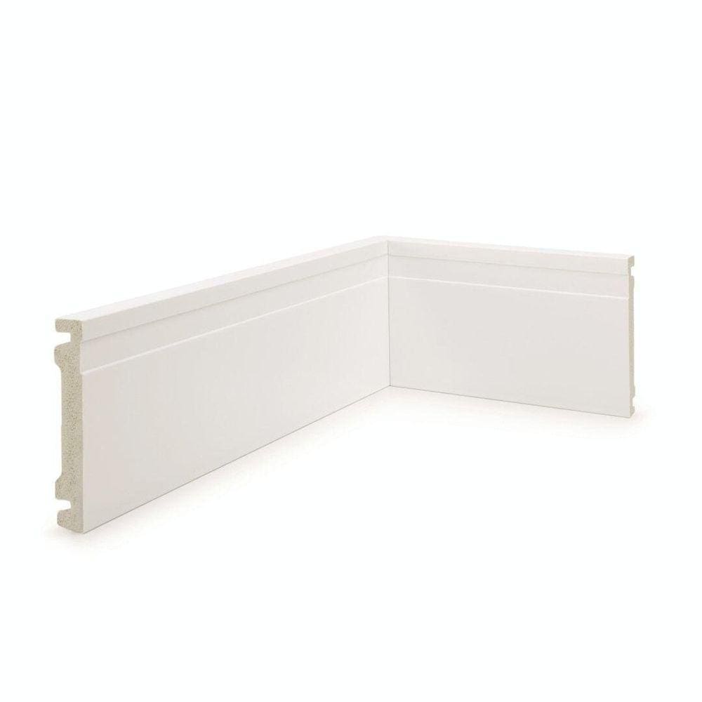 Rodapé de Poliestireno 10cm x 15mm x 2,40m Frisado NFR Rodapés Branco