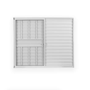 Janela de Alumínio Veneziana 100x150cm 4 Folhas com Grade sem Vidro Soft Plus MGM Branco Branco