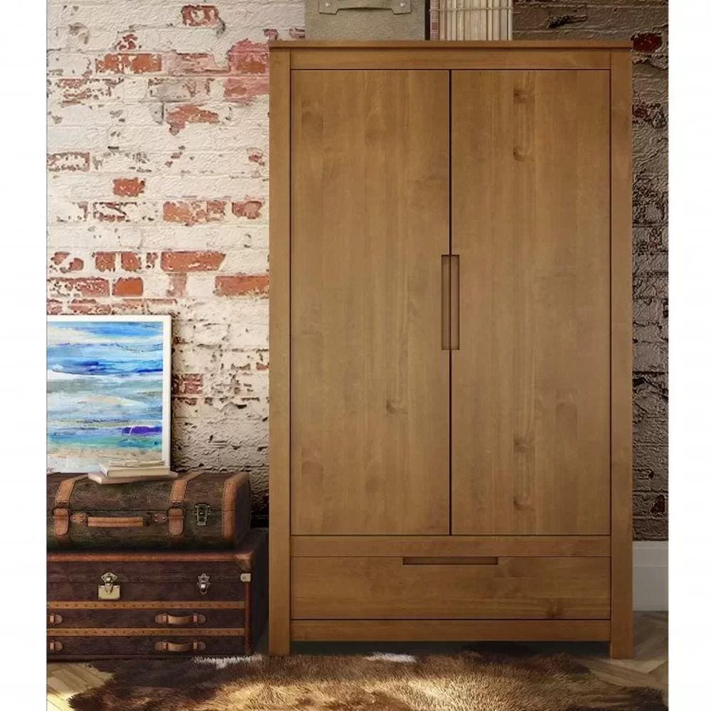 Guarda-Roupa Solteiro 2 Portas 1 Gaveta Madeira Maciça Madma Artemobili Garapa