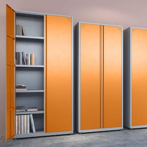 Armário 2 Portas Aço 4 Prateleiras AP409SL Cinza/Laranja Picasso