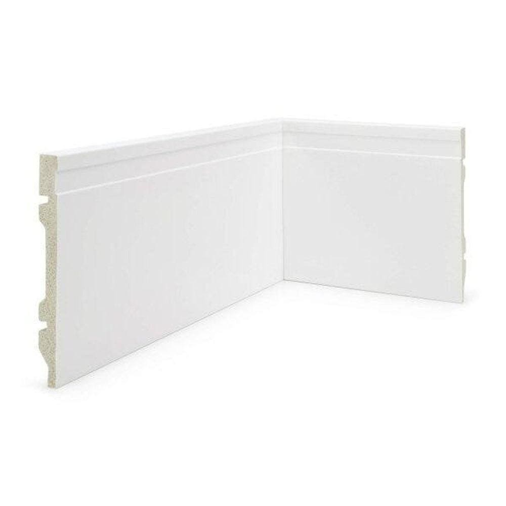 Rodapé de Poliestireno 15cm x 15mm x 2,40m Frisado NFR Rodapés Branco