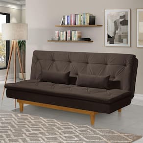 Sofá Cama 3 Lugares em Suede Tokio Yescasa Marrom