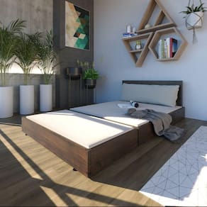 Sofá Chaise com Puff Rustic Versatti Nogueira