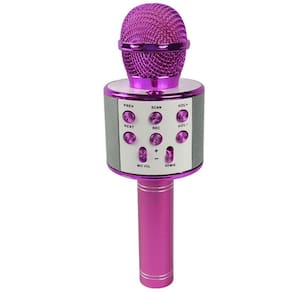 Microfone Karaokê Infantil Ws858 Pink Sem Fio Com Bluetooth