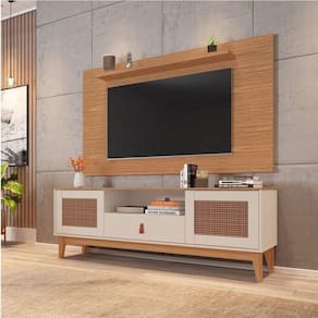 Rack com Painel para TV até 60 Polegadas Retrô Esmeralda Versátile Casa D Noce/Off White