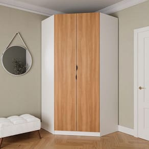 Guarda Roupa de Canto Closet Modular 6 Prateleiras Hera CabeCasa MadeiraMadeira Branco Geada/Louro