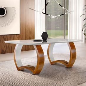 Mesa em Madeira Maciça 180x90cm Tampo Vidro Bari Mobilare Cinamomo Imbuia/Off White