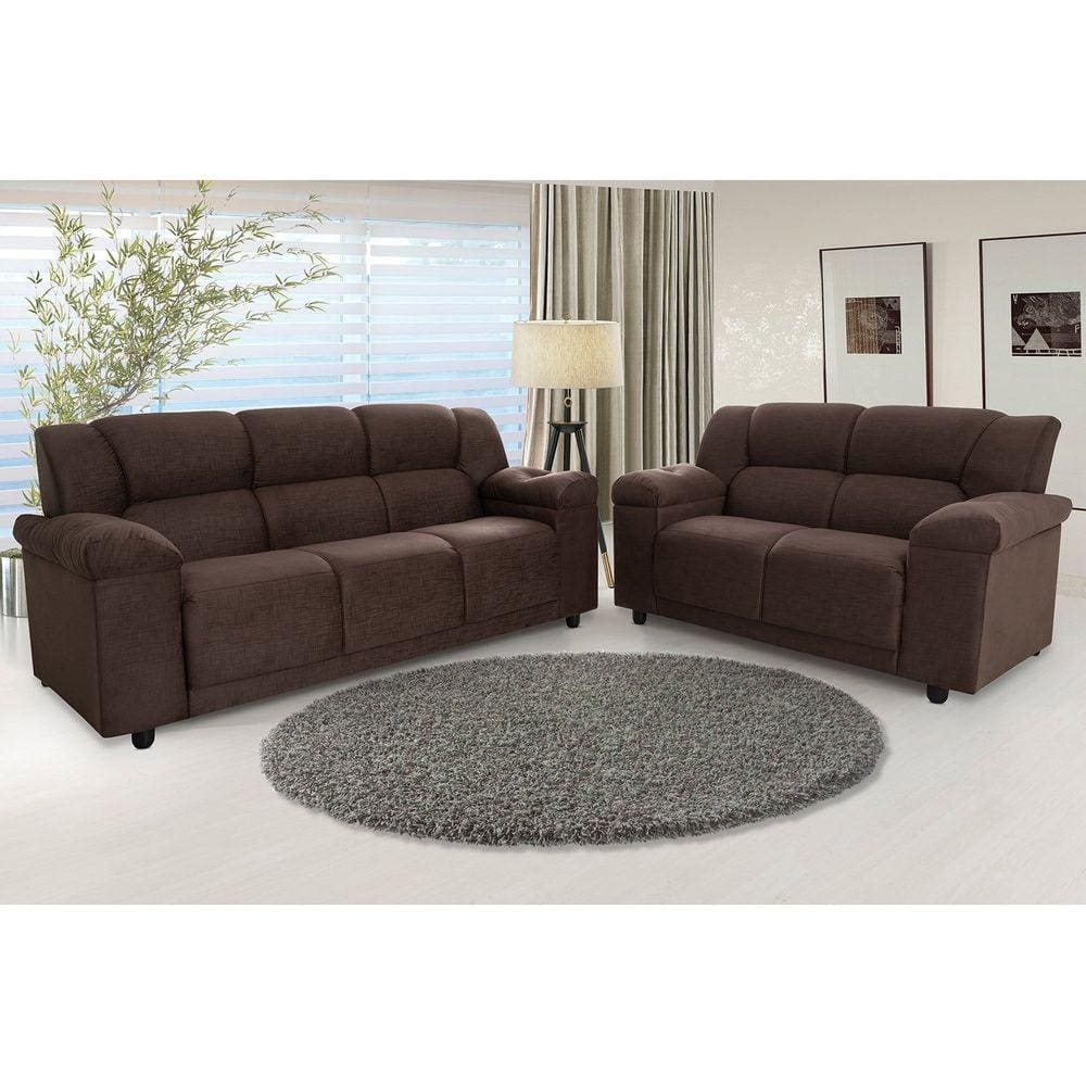 Conjunto Estofado 2 e 3 Lugares Manaus Hellen Estofados Marrom