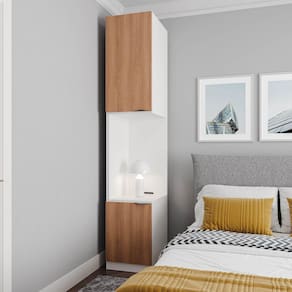 Mesa de Cabeceira Modular Esquerda 2 Portas 1 Gaveta Hera CabeCasa MadeiraMadeira Branco Geada/Louro