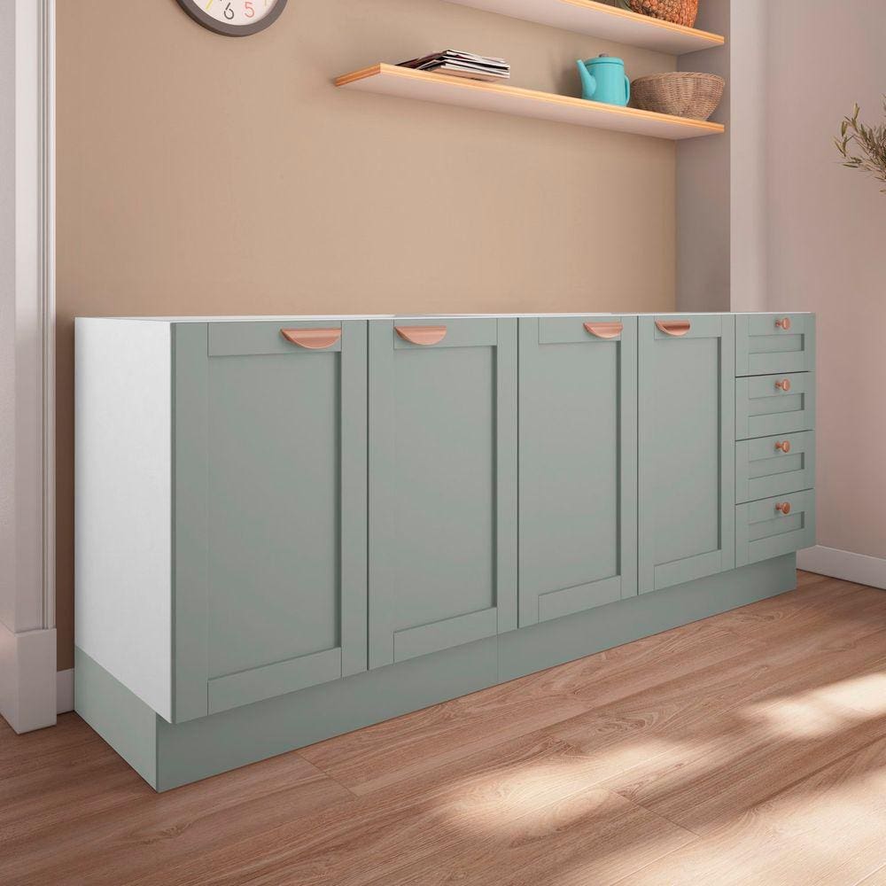 Cozinha Modulada 2 Peças Sem Tampo 2 Balcões Arizona CabeCasa MadeiraMadeira Branco/Menta