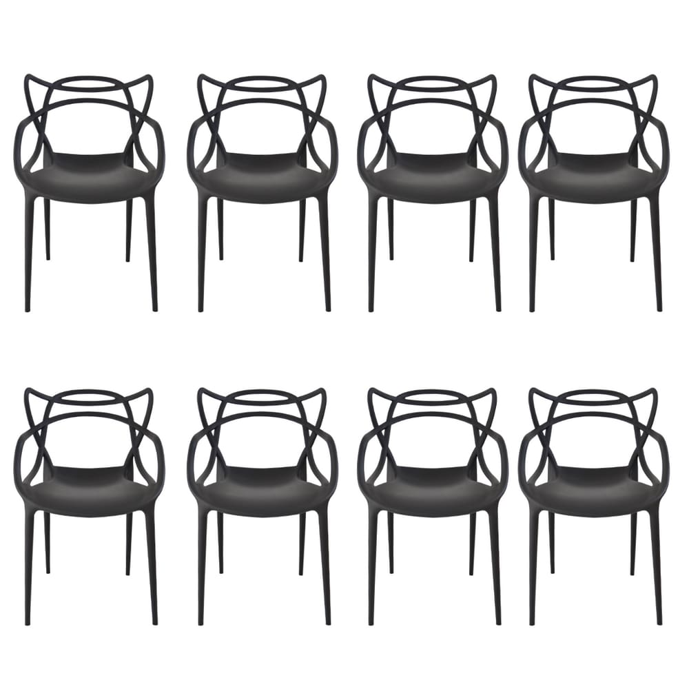 Cadeira Allegra Preta Top Chairs - kit com 8