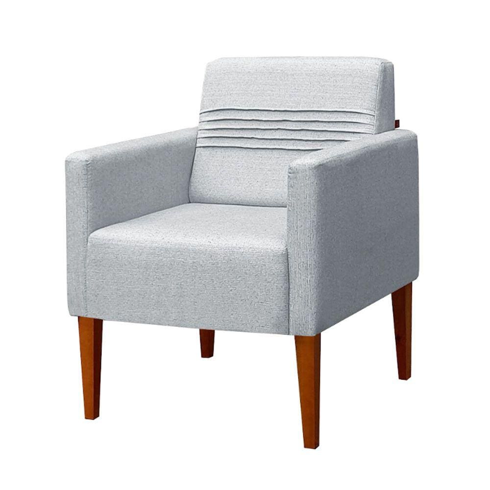 Poltrona Aila com Base Fixa de Madeira em Linho Due Decor