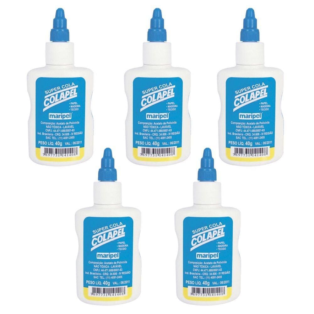 Kit 05 Cola Branca Escolar 40G Colapel - Maripel