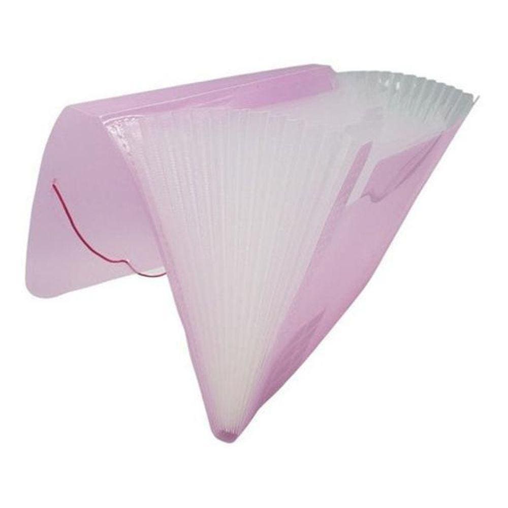 Pasta Sanfonada 12 Divisórias Cristal Rosa 1 Unidade