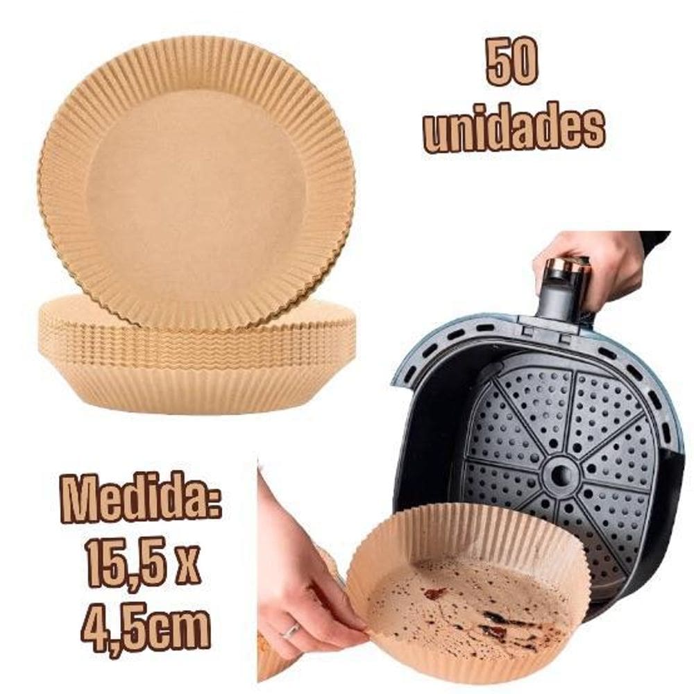 Forma Papel Descartável Para Air Fryer Com 50 Unidades