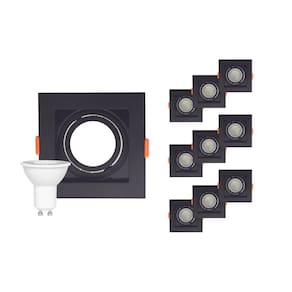 Kit 10 Lâmpada LED Dicroica Mr16 + Spot De Embutir Flea Dicroica Mr16 Quadrado Preto