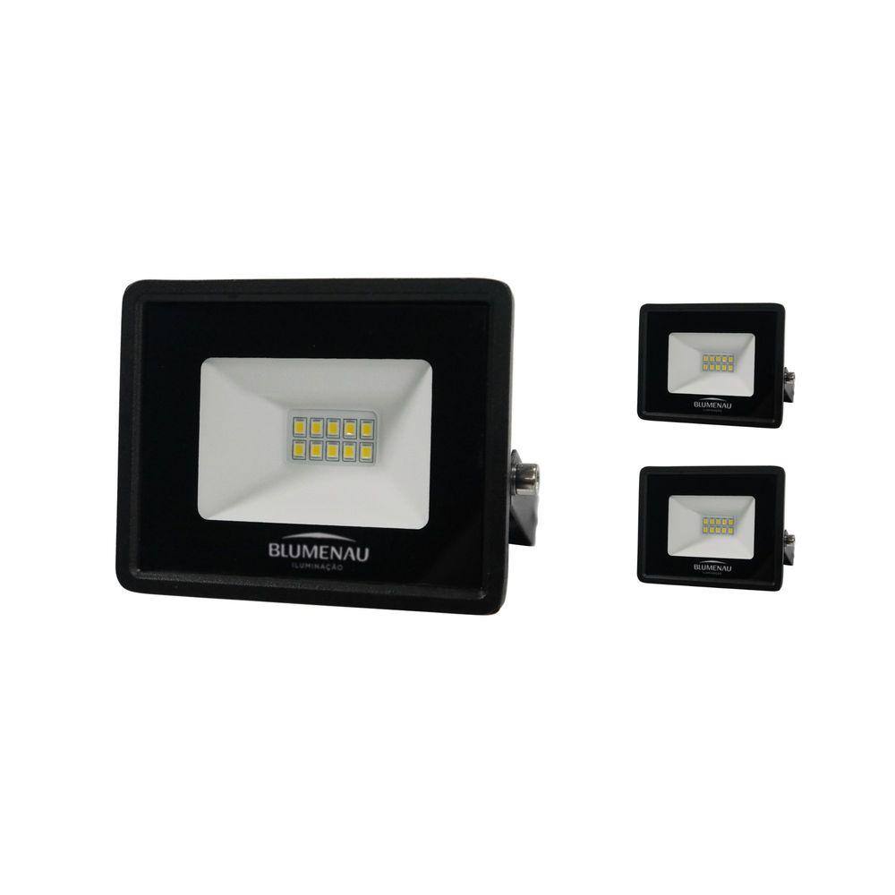 Kit 3 Refletores LED TECH De Alumínio 10w 3000k Bivolt - Blumenau Único