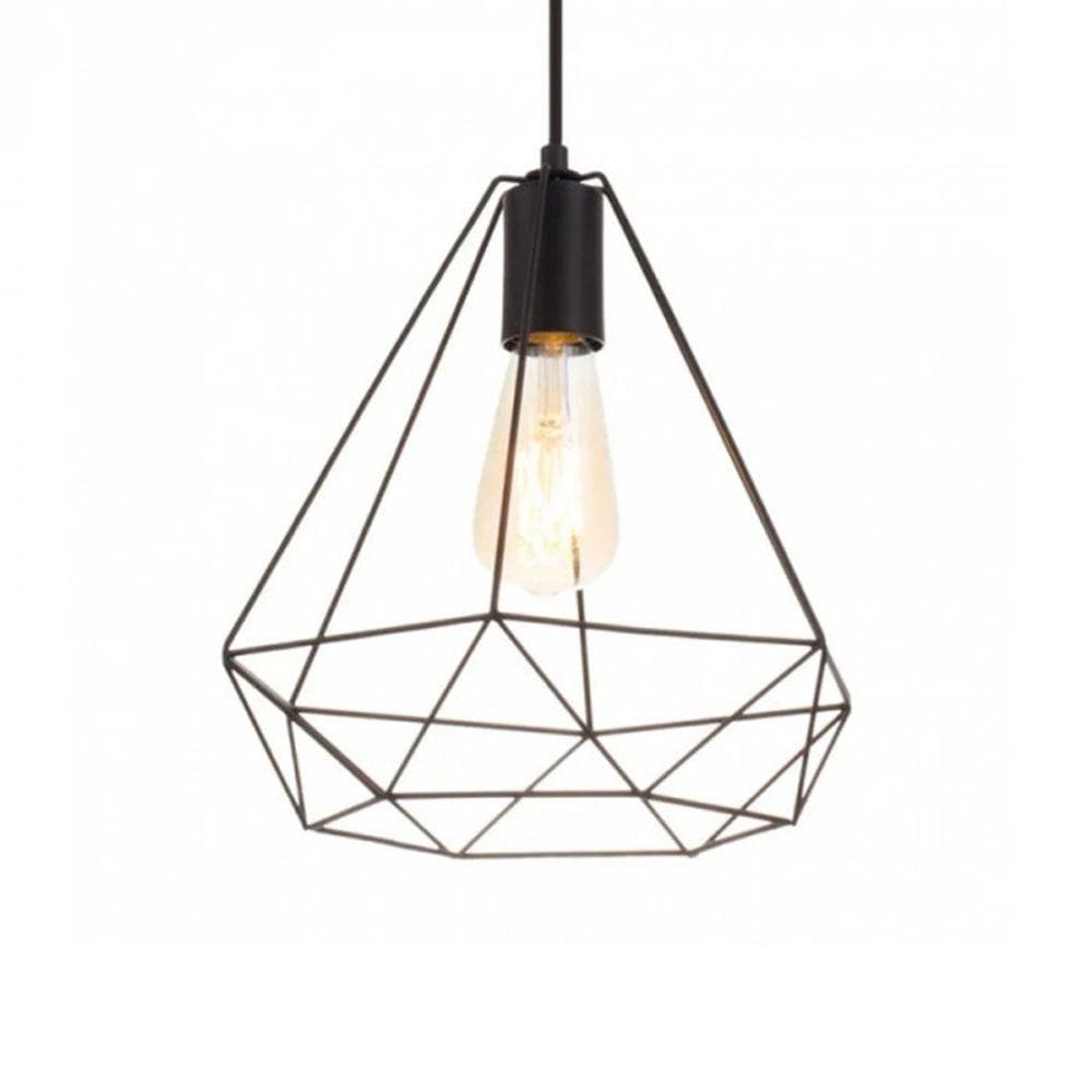 Pendente Diamond P Aramado Ø28x30cm Alumínio Preto - Itamonte