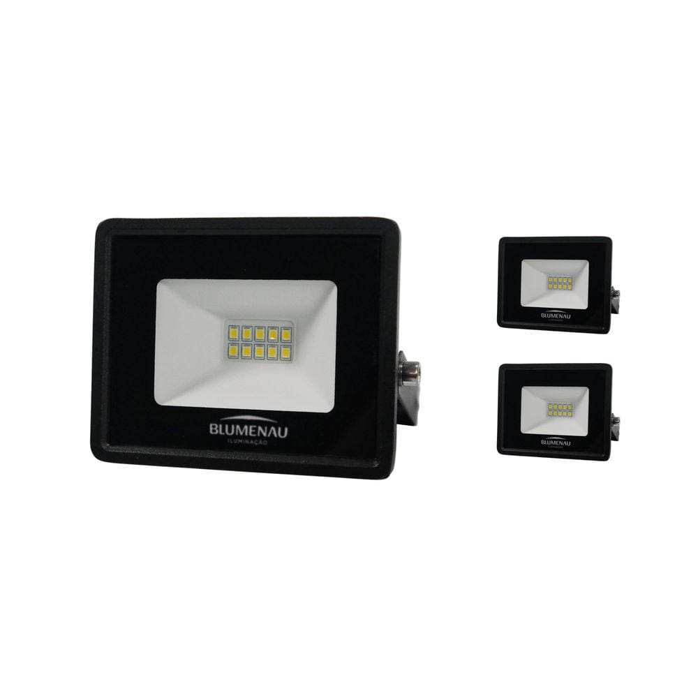 Kit 3 Refletores LED TECH De Alumínio 10w 6500k Bivolt - Blumenau Único