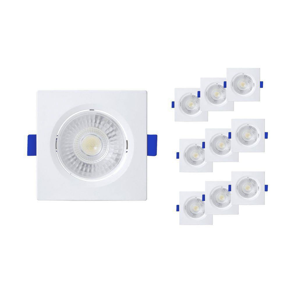 Kit 10 Spot de Embutir LED Slim Quadrado 9cm 6w 6500K Bivolt Branco - Blumenau