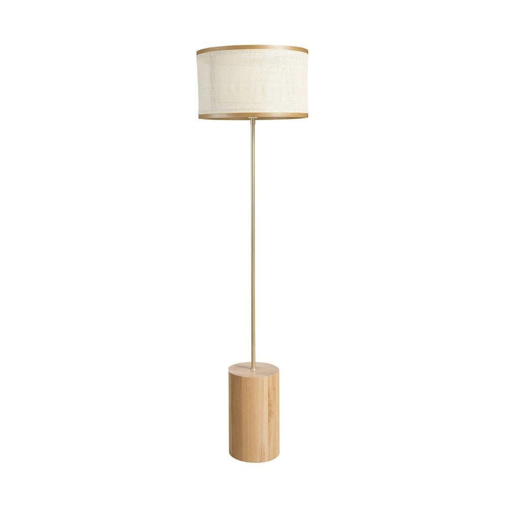 Luminária De Chão Noce 1,50m Ø42cm Madeira e Palha - Madelustre
