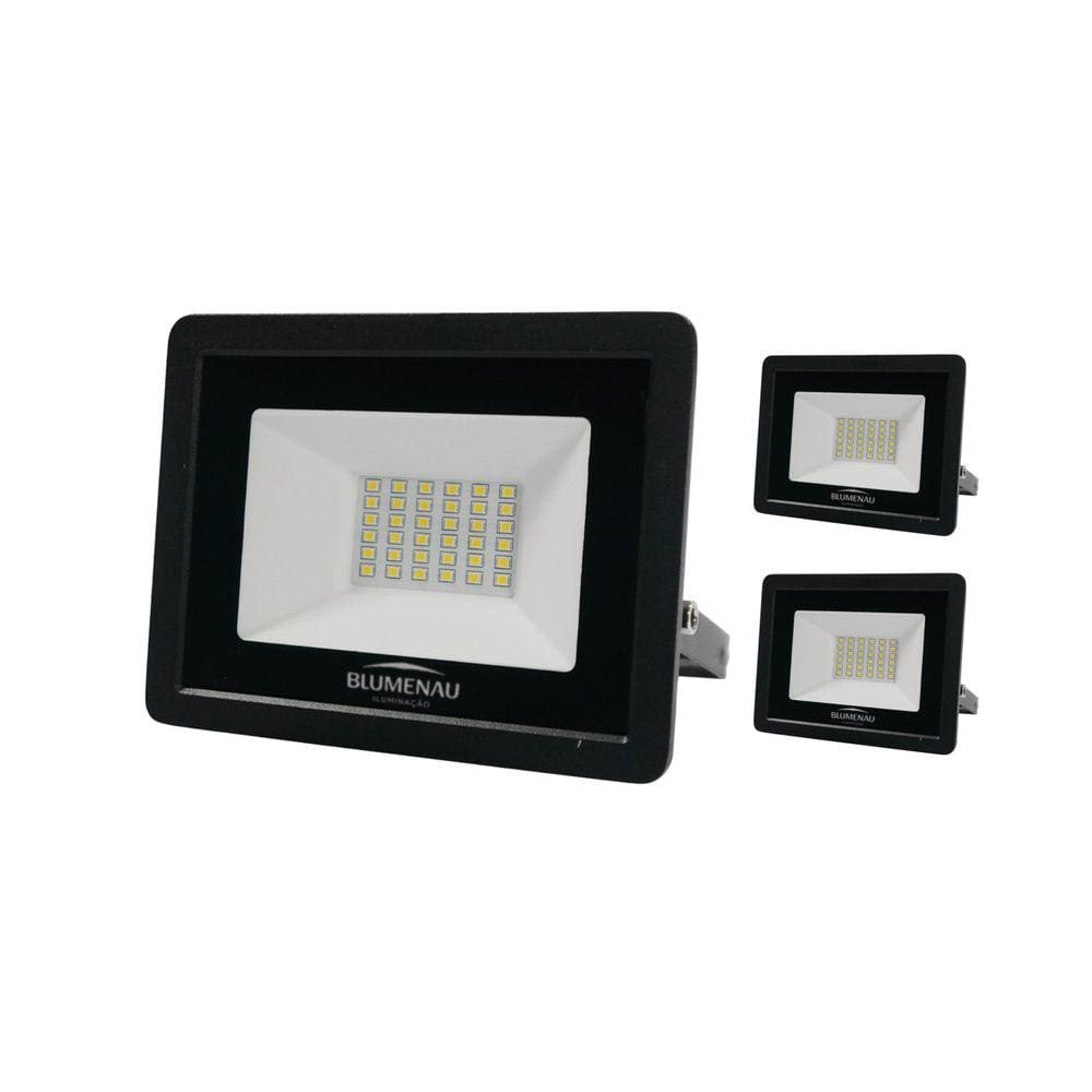 Kit 3 Refletores LED TECH De Alumínio 30w 3000k Bivolt - Blumenau Único