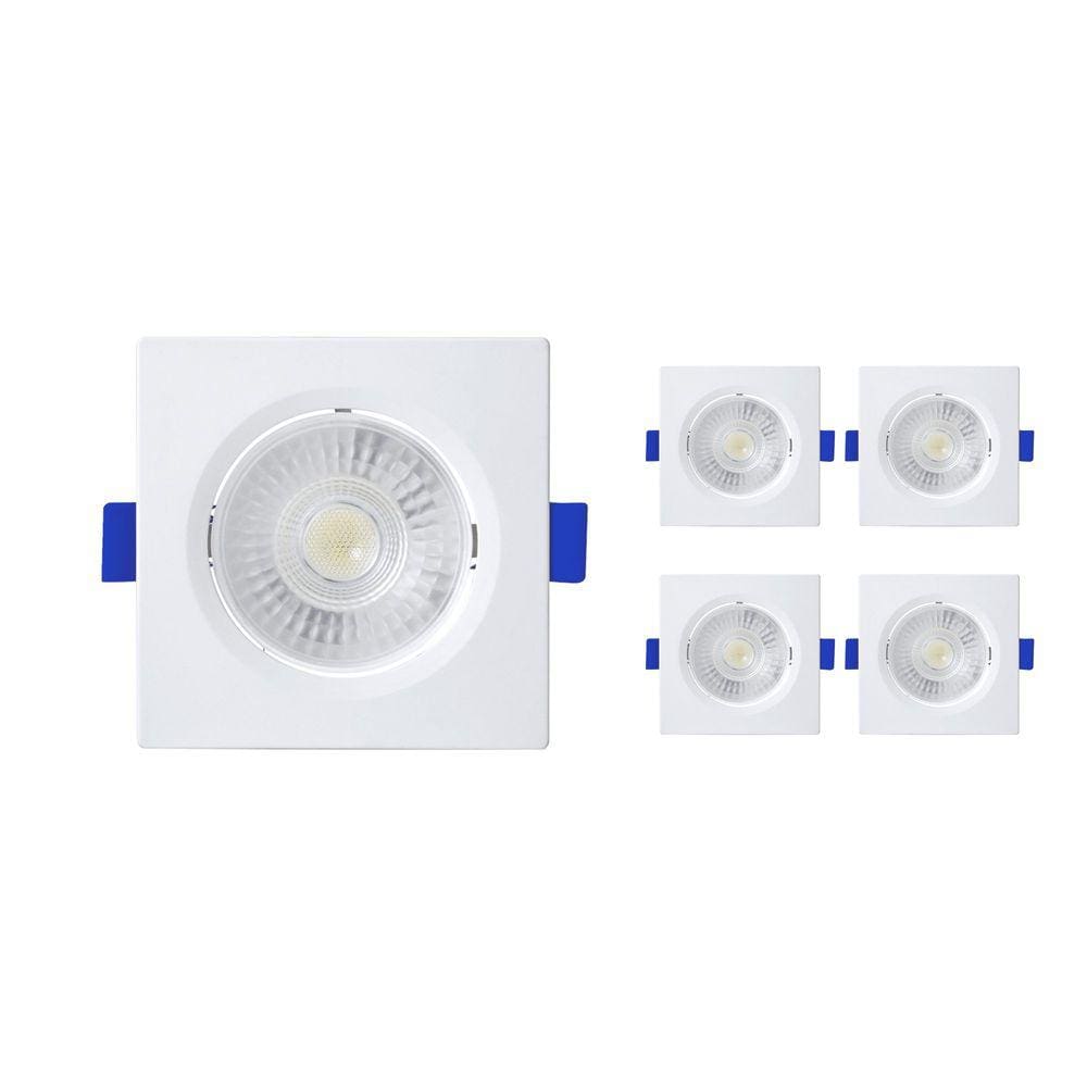 Kit 5 Spot de Embutir LED Slim Quadrado 9cm 6w 3000k Bivolt Branco - Blumenau Único