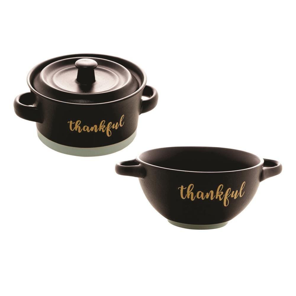 Mini Caçarola e Consume Thankful Preto Matt/Azul - Bon Gourmet