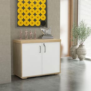 Balcão Tamburato 2 Portas - Carvalho/Branco 6200