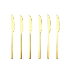 Jogo 6Un Faca De Mesa Inox Dourado Luxe Gold Buffet