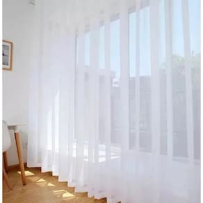 Cortina Voil 5,00X2,50 Sala Ou Quarto Cromado Trilho Branco