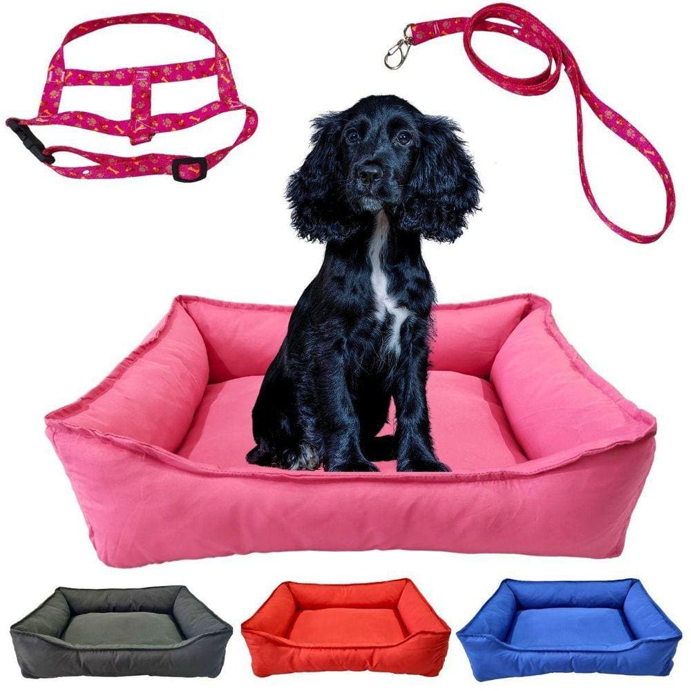 Cama Pet Retangular M Tactel Com Zíper + Coleira Peitoral