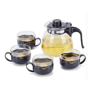 Chaleira Bule Infusor 1L E 4 Xícaras Inox Café Cozinha Jarra