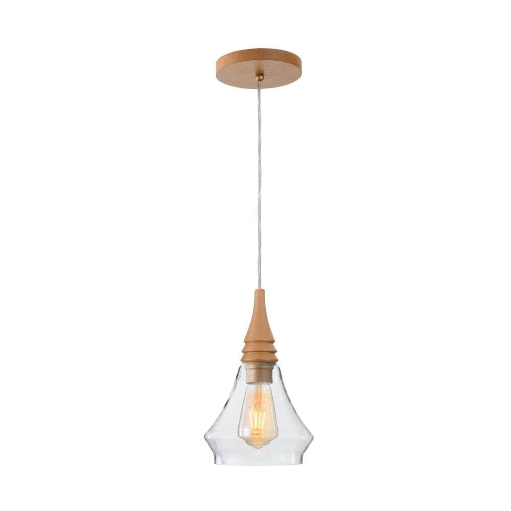 Pendente Flow Piramidal Madeira Castanho Ø17-26cm 1xE27 - Madelustre
