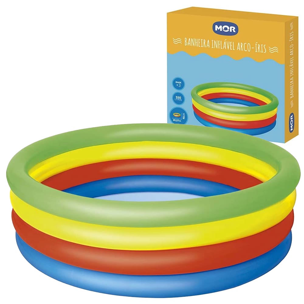 Piscina Inflável Infantil Redonda Arco Íris 550 Litros Mor