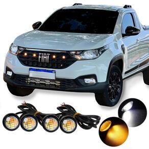 Kit 4 Mini Led Luz Grade Enfeite Camionete Carro Frente Olho De Águia Amarelo