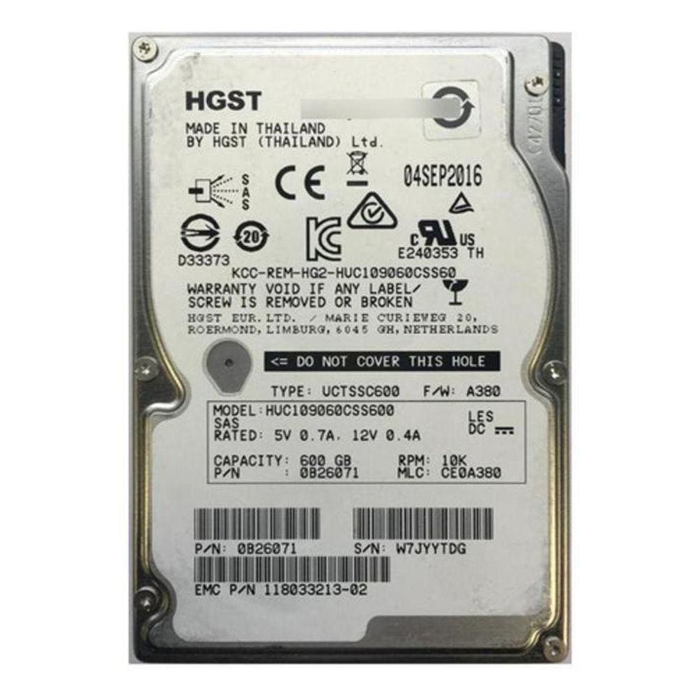 Hd Sas 2.5 Hgst Ultrastar C10K900 Huc109060Css600 600Gb 10K