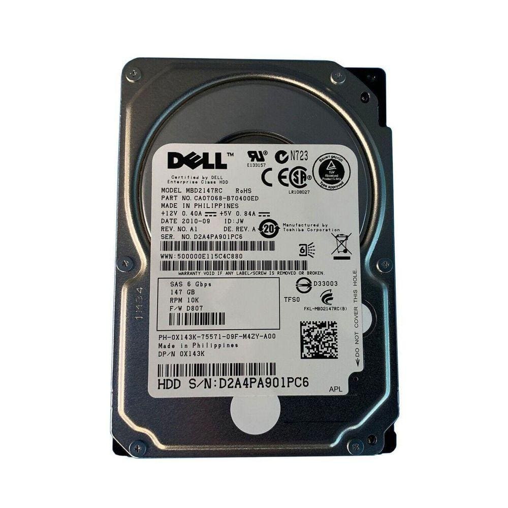 Hd Sas Dell 146gb 10k 2.5 0x143k X143k Mbd2147rc 6gbps