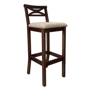Banqueta Media Estofada para Bancada Madri Madeira Capuccino Suede Bege CCS