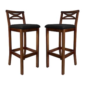 Kit 2 Banqueta de Madeira para Area Gourmet Suede Preto