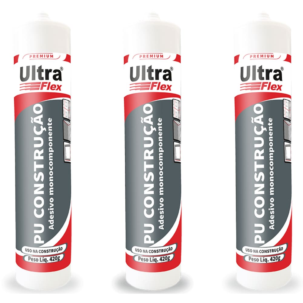 Kit 3 Selante Vedante Poliuretano PU Ultraflex Bege Bisnaga 400g ITW