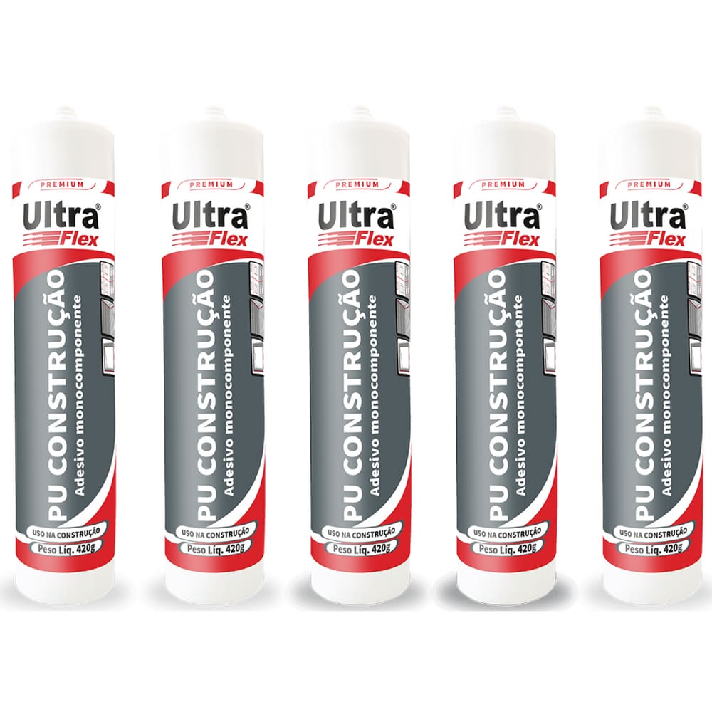 Kit 5 Selante Vedante Poliuretano PU Ultraflex Bege Bisnaga 400g ITW