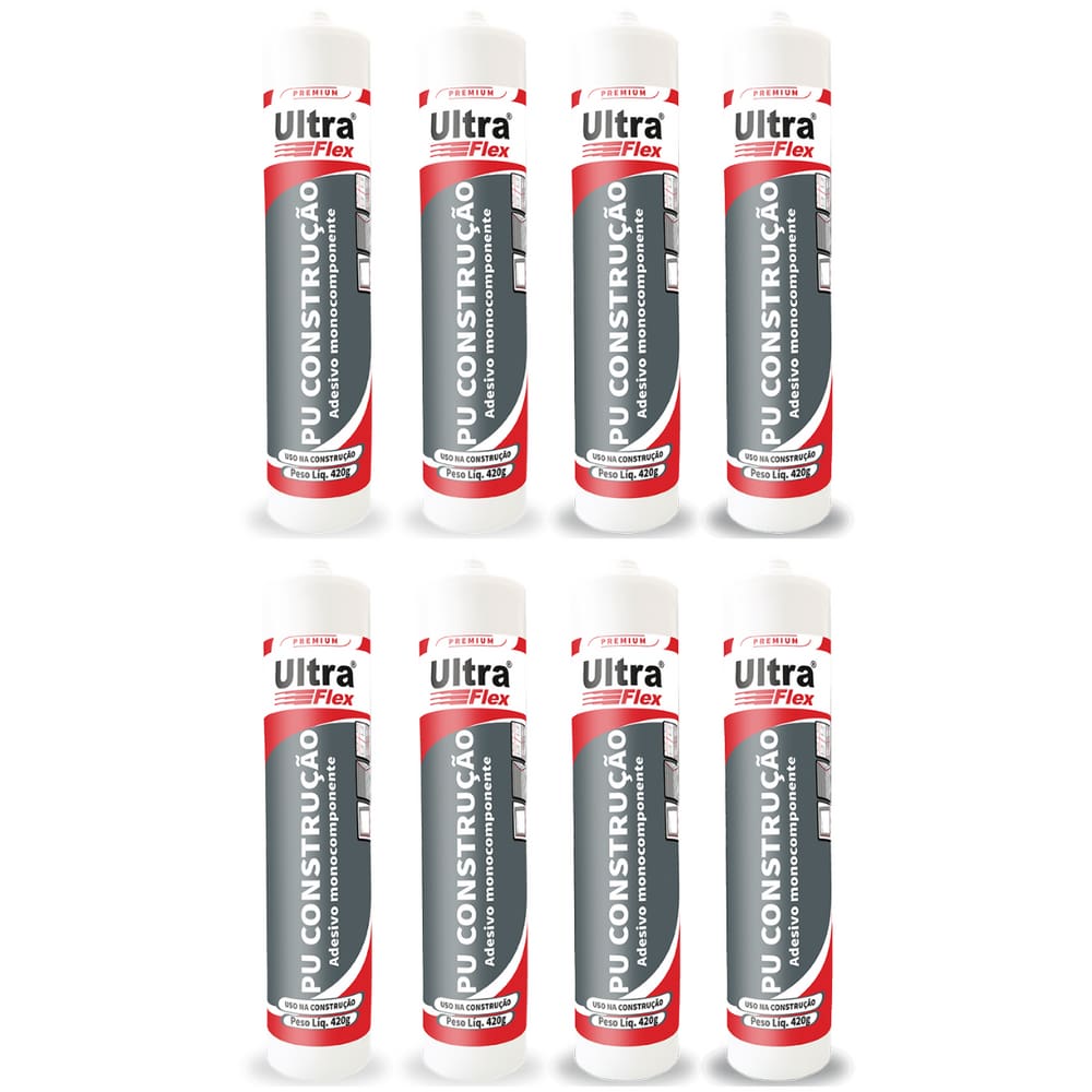 Kit 8 Selante Vedante Poliuretano PU Ultraflex Bege Bisnaga 400g ITW