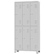 Armário Roupeiro De Aço Vestiário Academia 6 Portas Locker Cinza