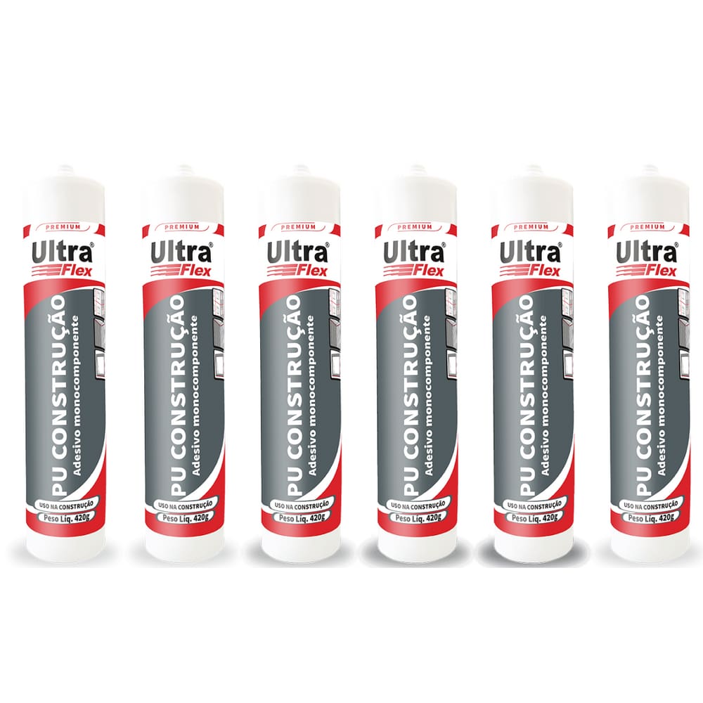 Kit 6 Selante Vedante Poliuretano PU Ultraflex Bege Bisnaga 400g ITW