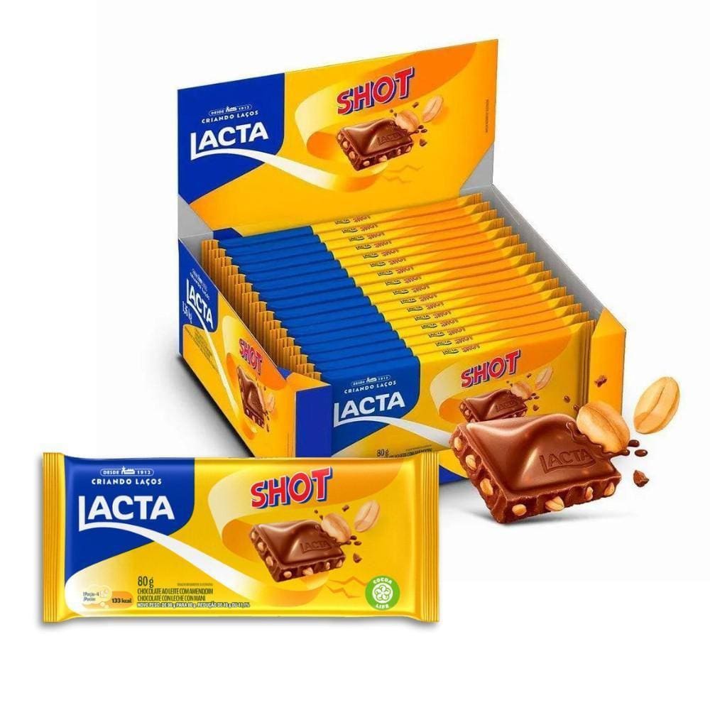 Chocolate Shot Com Amendoim Lacta Kit 17 Barras De 80G