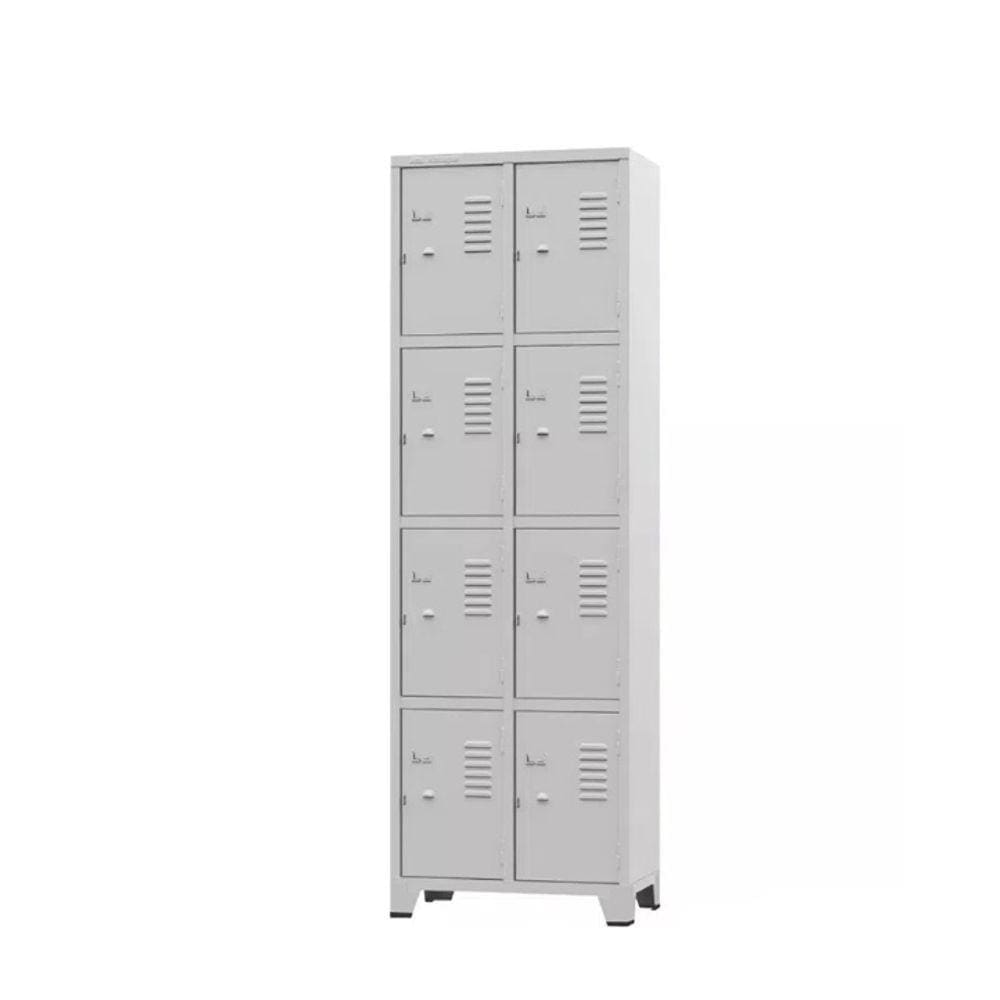 Armário Roupeiro De Aço Vestiário Academia 8 Portas Locker Cinza