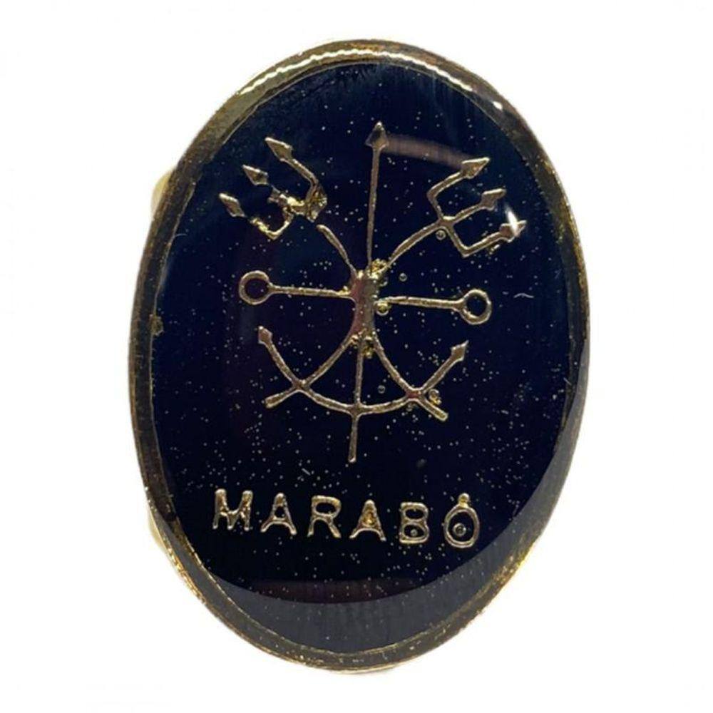 Anel Dourado Ajustável Orixá Exú 2,7 Cm Em Metal - Selecione