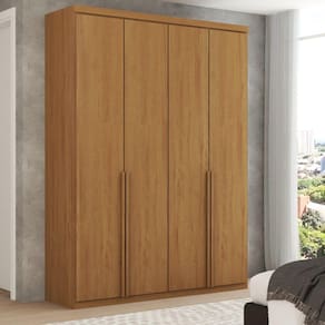 Guarda-Roupa Solteiro Melbourne 4 Portas 2 Gavetas 100% Mdf Amêndoa Clean - Panorama Móveis