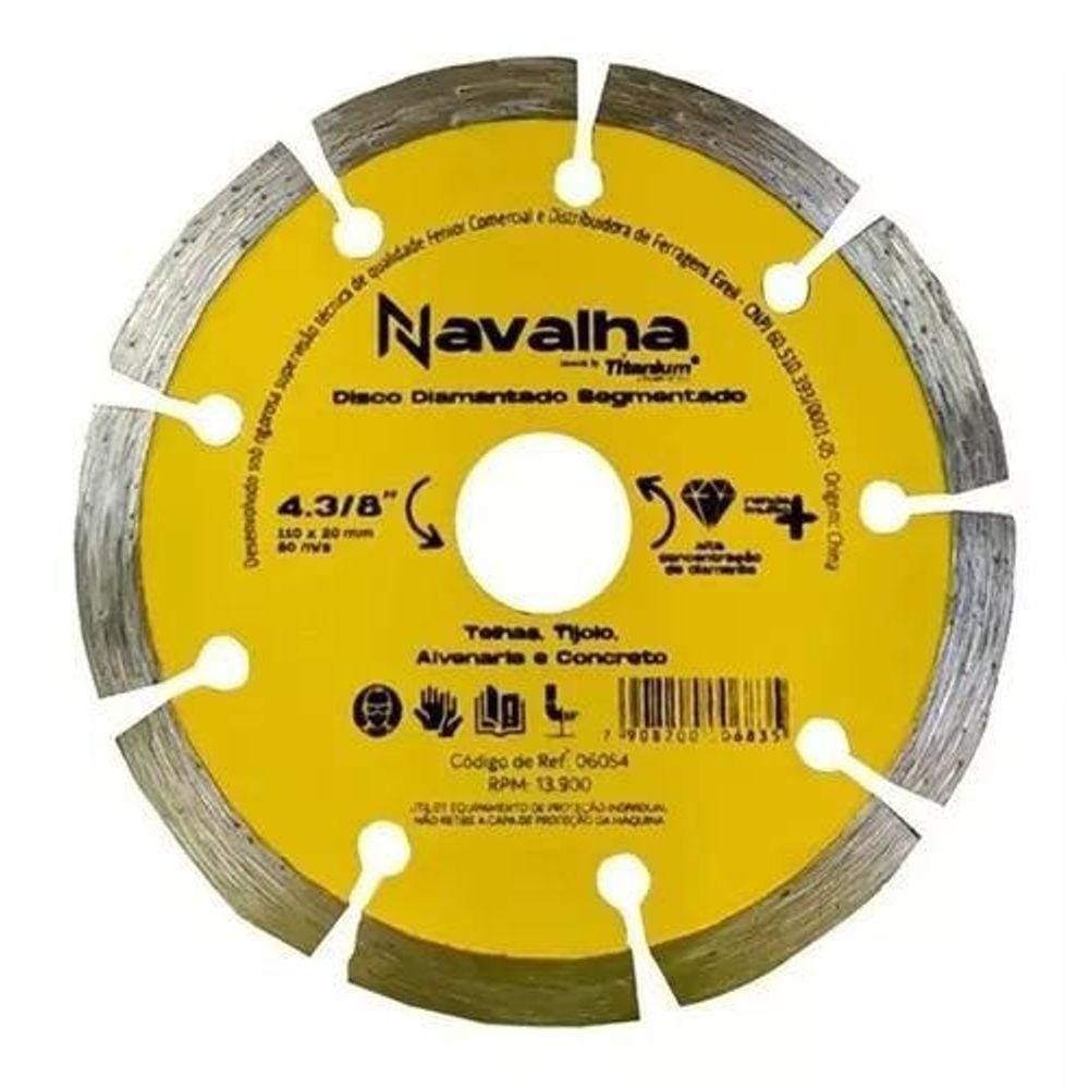 Disco Diamantado Navalha Segmentado 4.3/8  X 110Mm Titanium - 06054